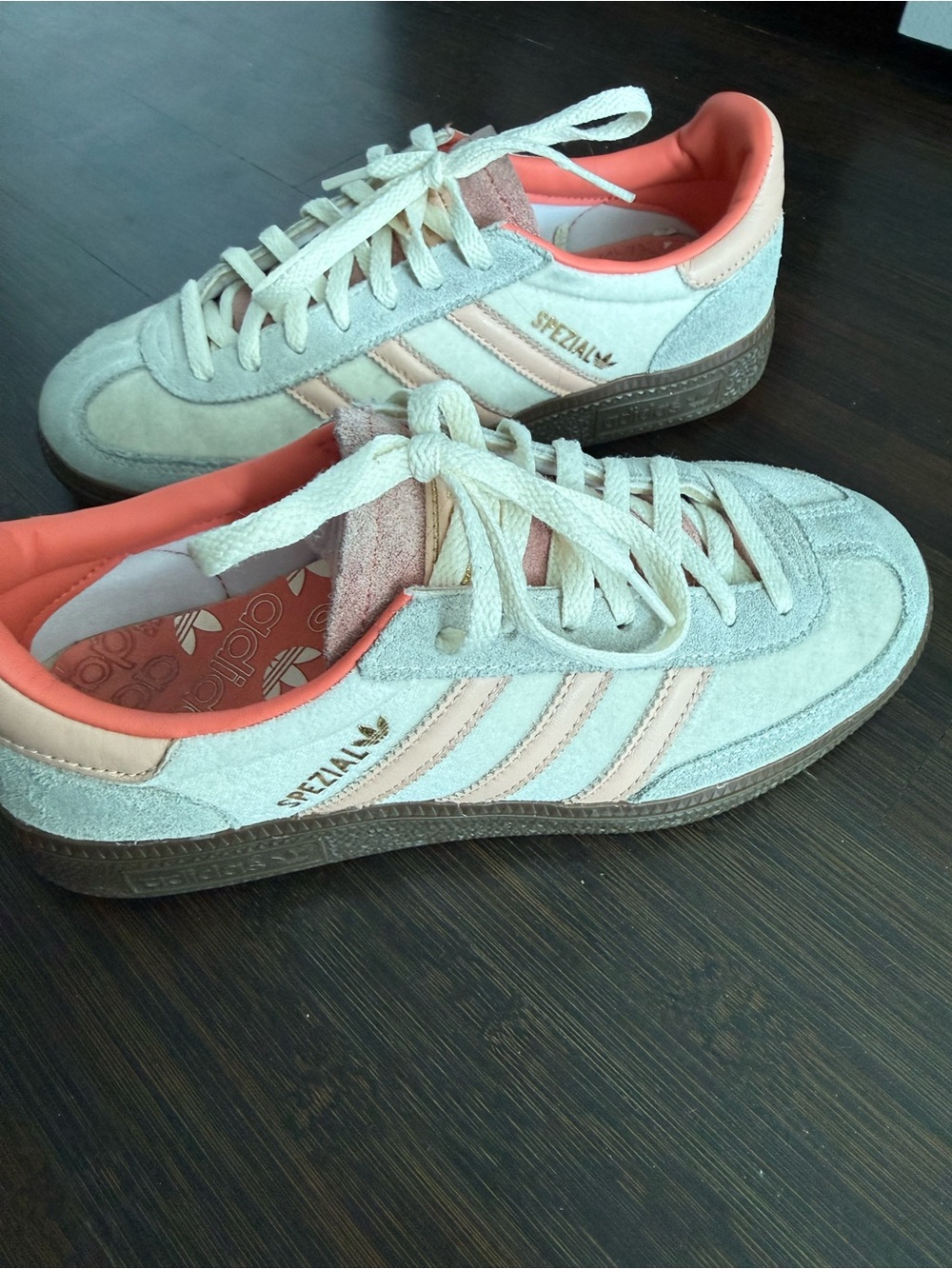 adidas Women’s Spezial Suede Sneakers in Cream and Coral - Picture 3 of 6
